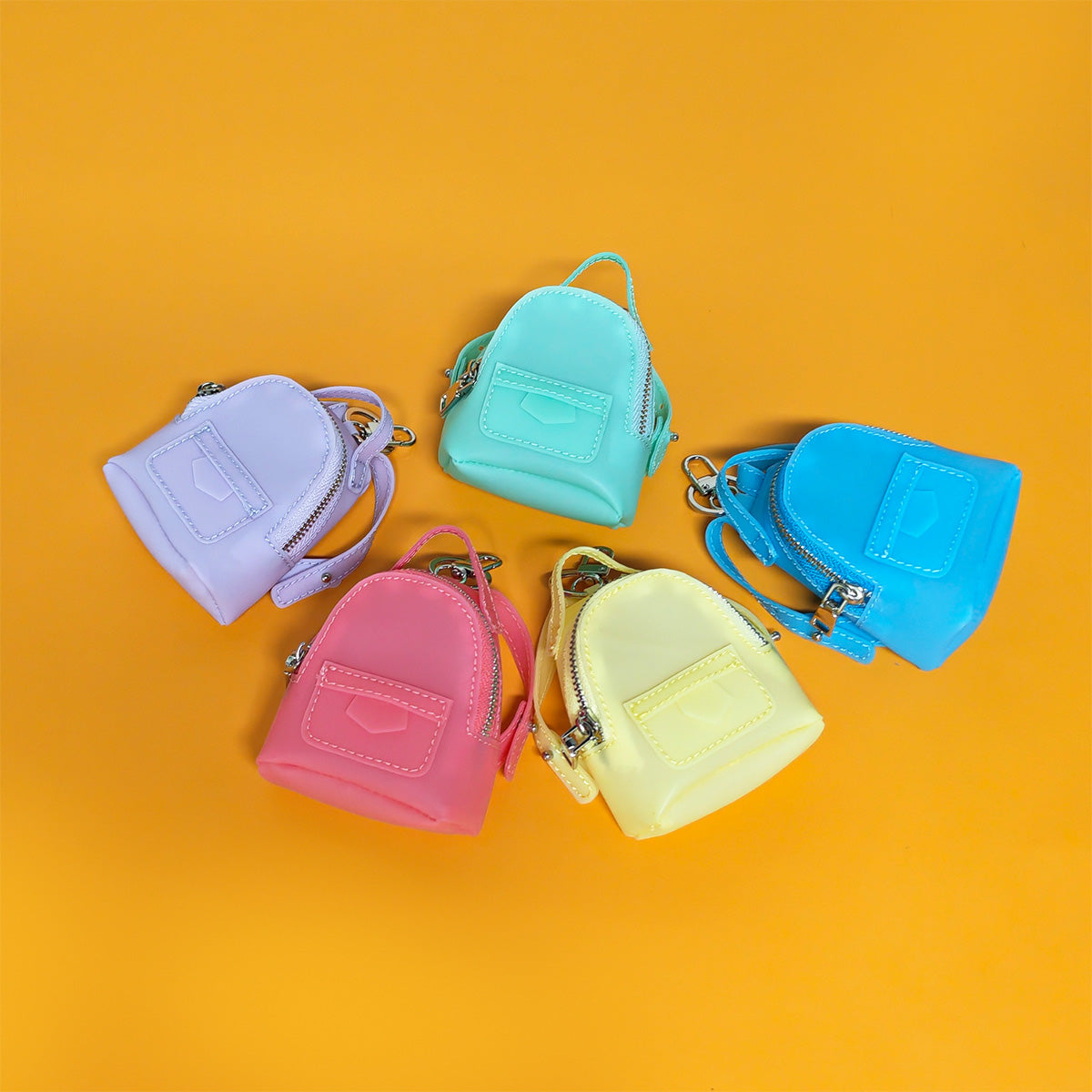 Mini Backpack-Style Coin Purse, PVC Zipper Keychain Pendant, Portable Earphone and Lipstick Storage Pouch