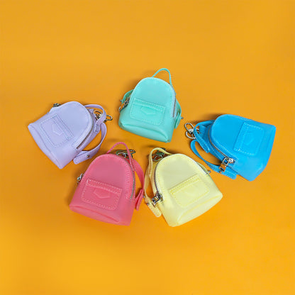 Mini Backpack-Style Coin Purse, PVC Zipper Keychain Pendant, Portable Earphone and Lipstick Storage Pouch