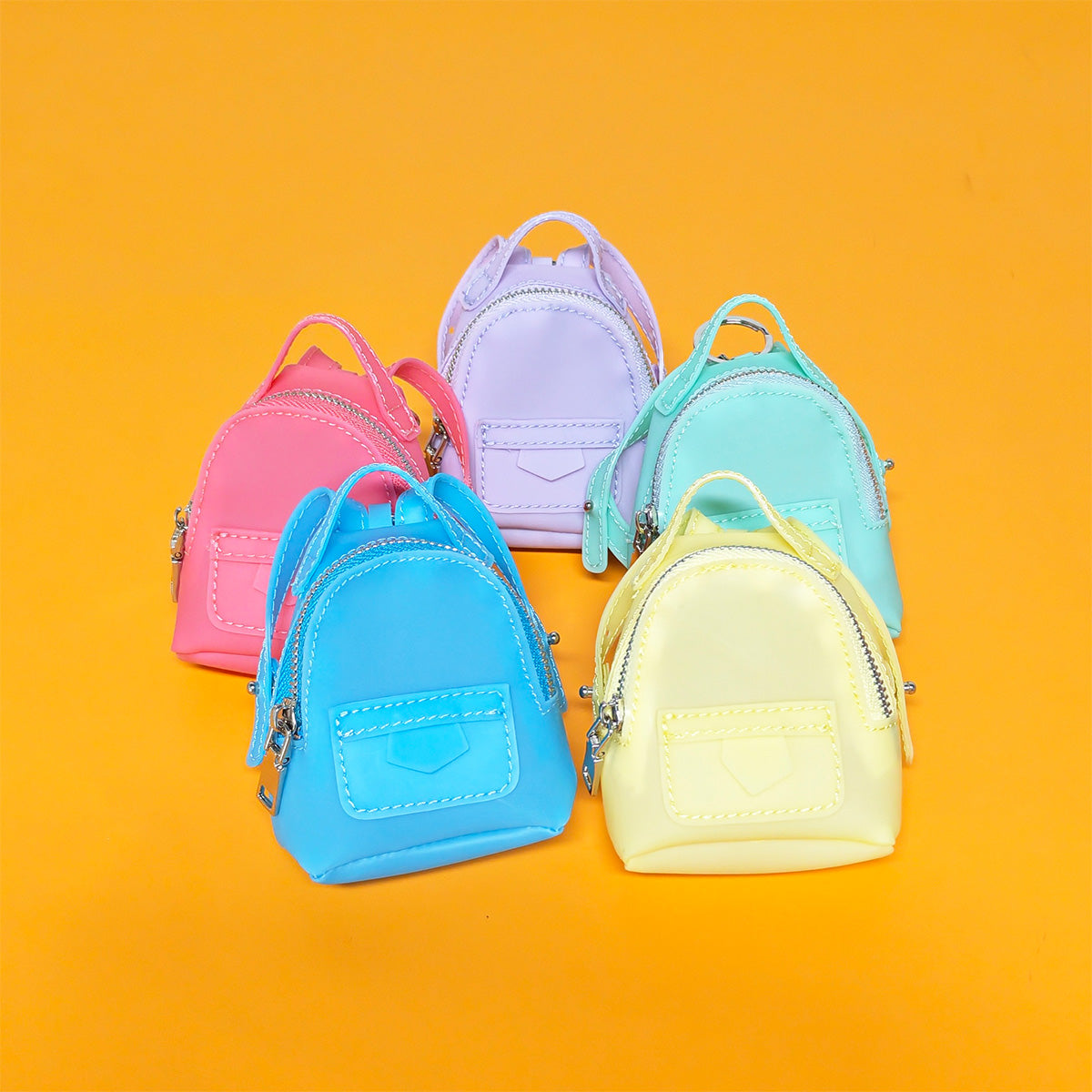 Mini Backpack-Style Coin Purse, PVC Zipper Keychain Pendant, Portable Earphone and Lipstick Storage Pouch