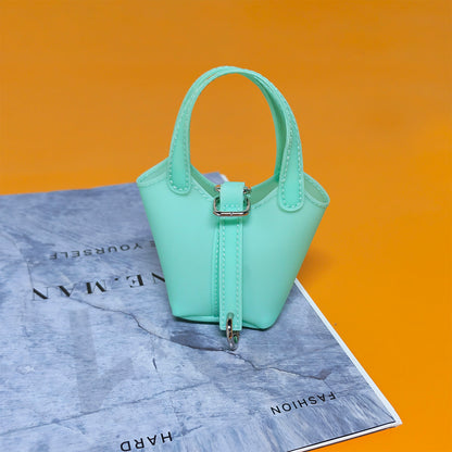 PVC Mini Bucket Bag – Jelly Coin Purse with Keychain Pendant, Cute Transparent Shoulder Bag for Small Essentials and Decorative Use
