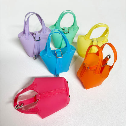 PVC Mini Bucket Bag – Jelly Coin Purse with Keychain Pendant, Cute Transparent Shoulder Bag for Small Essentials and Decorative Use