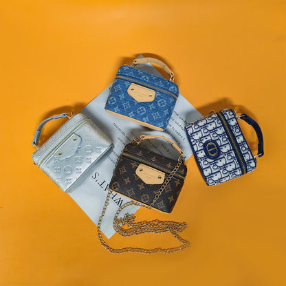 Mini Denim Crossbody Bags for Women Small Vintage Square Box Purse Boho Cross Body Handbags with Chain and Zipper