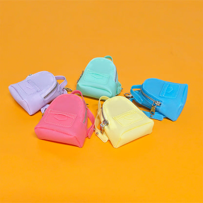 Mini Backpack-Style Coin Purse, PVC Zipper Keychain Pendant, Portable Earphone and Lipstick Storage Pouch