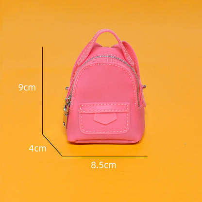 Mini Backpack-Style Coin Purse, PVC Zipper Keychain Pendant, Portable Earphone and Lipstick Storage Pouch