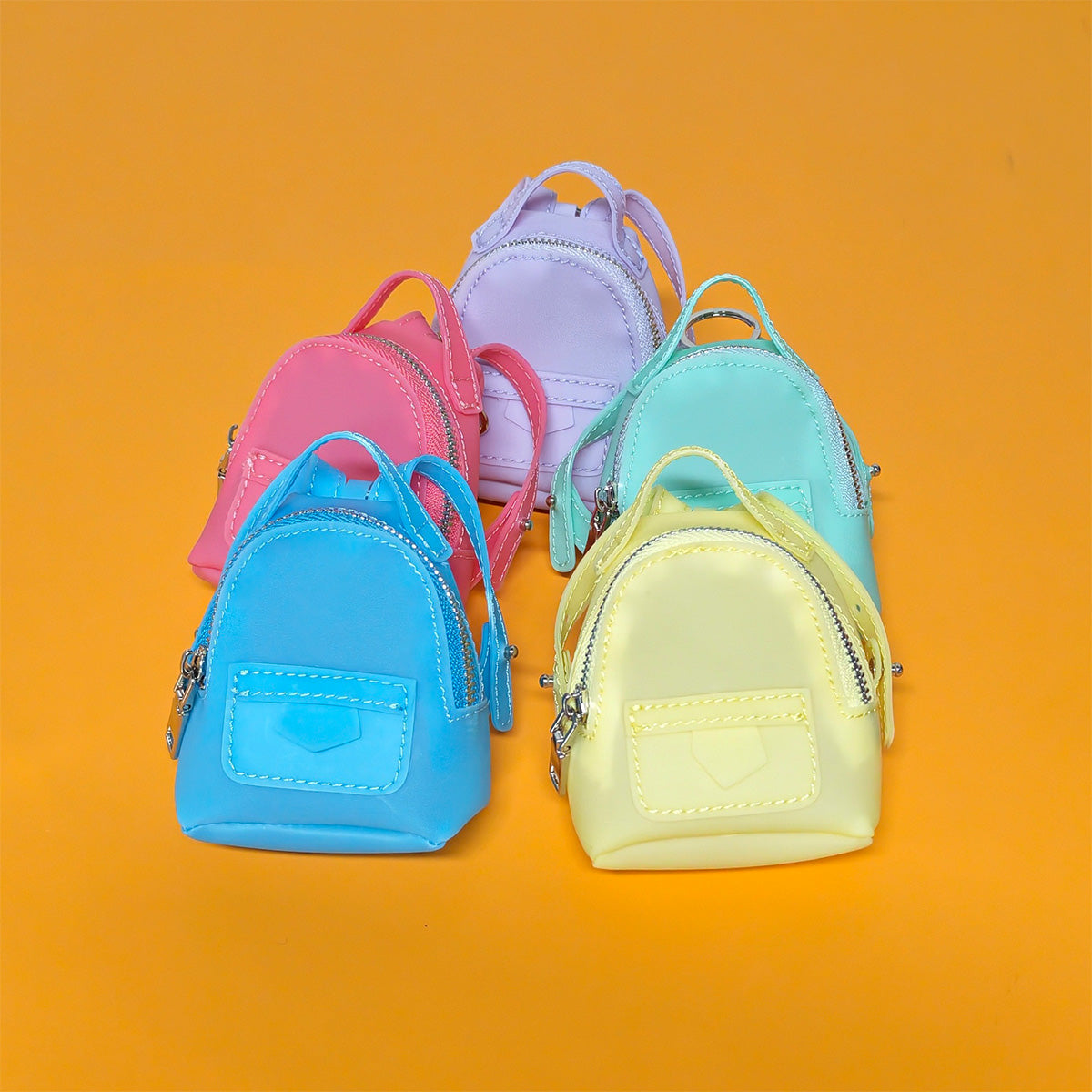 Mini Backpack-Style Coin Purse, PVC Zipper Keychain Pendant, Portable Earphone and Lipstick Storage Pouch