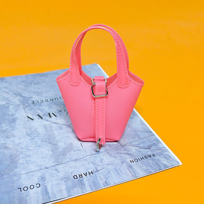 PVC Mini Bucket Bag – Jelly Coin Purse with Keychain Pendant, Cute Transparent Shoulder Bag for Small Essentials and Decorative Use