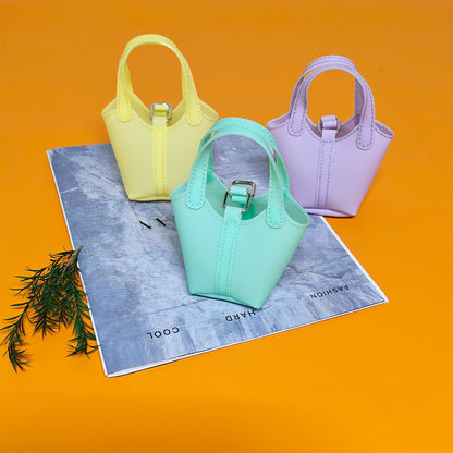 PVC Mini Bucket Bag – Jelly Coin Purse with Keychain Pendant, Cute Transparent Shoulder Bag for Small Essentials and Decorative Use