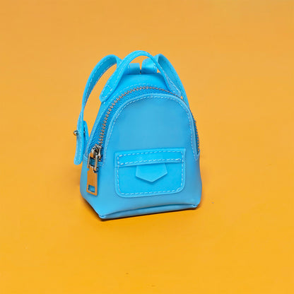 Mini Backpack-Style Coin Purse, PVC Zipper Keychain Pendant, Portable Earphone and Lipstick Storage Pouch