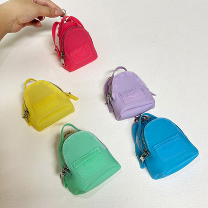 Mini Backpack-Style Coin Purse, PVC Zipper Keychain Pendant, Portable Earphone and Lipstick Storage Pouch
