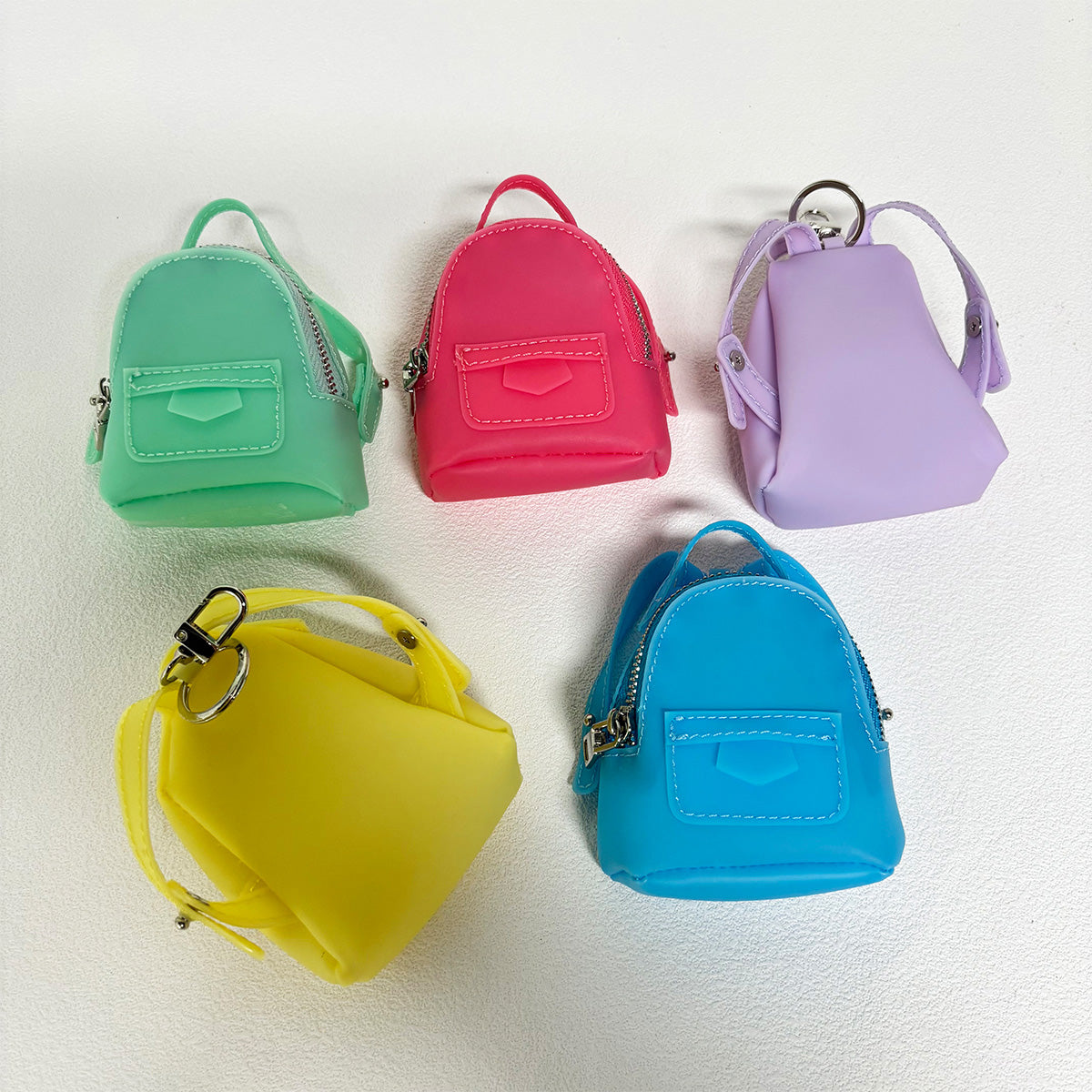 Mini Backpack-Style Coin Purse, PVC Zipper Keychain Pendant, Portable Earphone and Lipstick Storage Pouch
