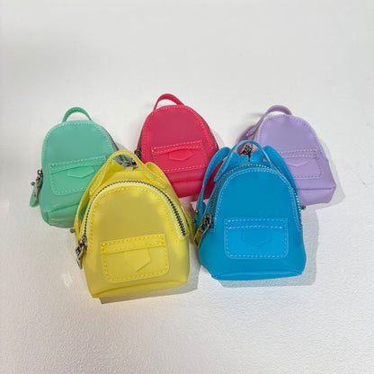 Mini Backpack-Style Coin Purse, PVC Zipper Keychain Pendant, Portable Earphone and Lipstick Storage Pouch